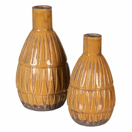 Vaas 14 x 14 x 25,5 cm Keramisch Mosterd 5