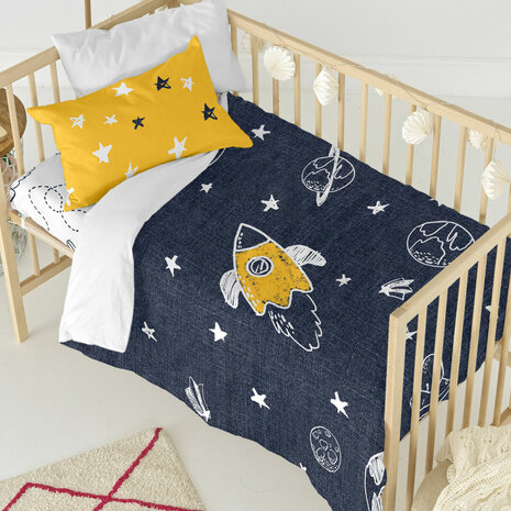 Dekbedovertrek set HappyFriday Mr Fox Starspace  Multicolour Wieg voor baby&apos;s 2 Onderdelen 2