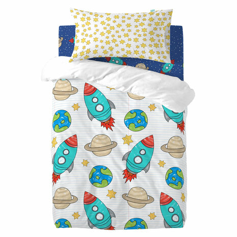 Dekbedovertrek set HappyFriday Mr Fox Space rocket Multicolour Wieg voor baby&apos;s 2 Onderdelen 1