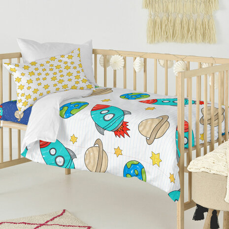 Dekbedovertrek set HappyFriday Mr Fox Space rocket Multicolour Wieg voor baby&apos;s 2 Onderdelen 3