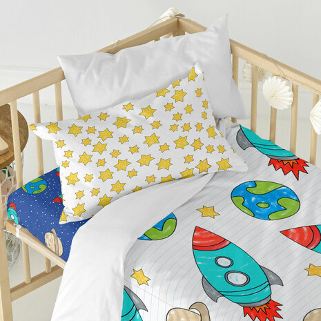 Dekbedovertrek set HappyFriday Mr Fox Space rocket Multicolour Wieg voor baby&apos;s 2 Onderdelen 4