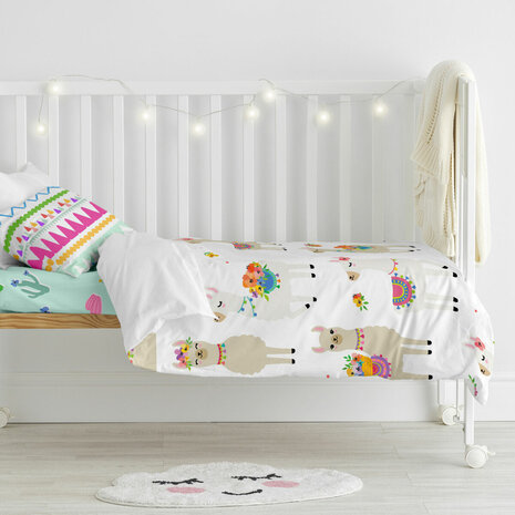 Dekbedovertrek set HappyFriday Moshi Moshi Cute Llamas Multicolour Wieg voor baby&apos;s 2 Onderdelen 4