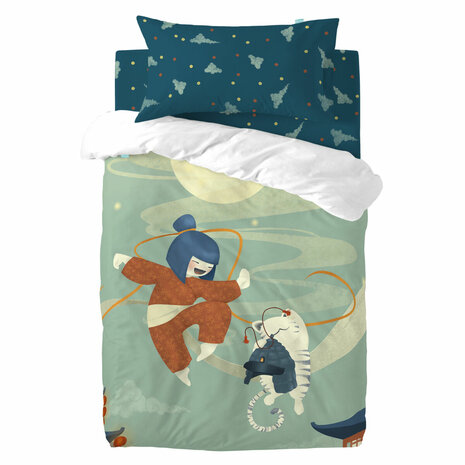 Dekbedovertrek set HappyFriday Mr Fox The warrior Multicolour Wieg voor baby&apos;s 2 Onderdelen 1