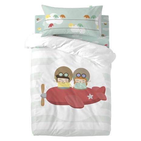 Dekbedovertrek set HappyFriday Happynois Learning To Fly Multicolour Wieg voor baby&apos;s 2 Onderdelen 1