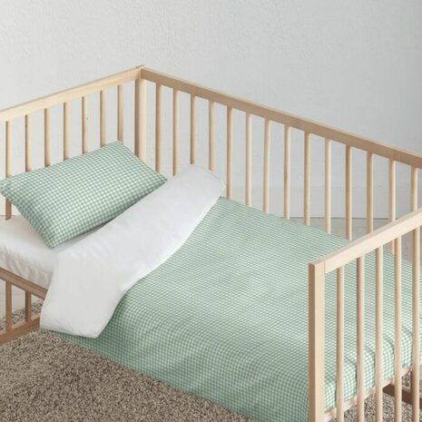 Dekbedovertrek Kids&Cotton Vichy Munt 175 Draden 100 x 120 cm 1