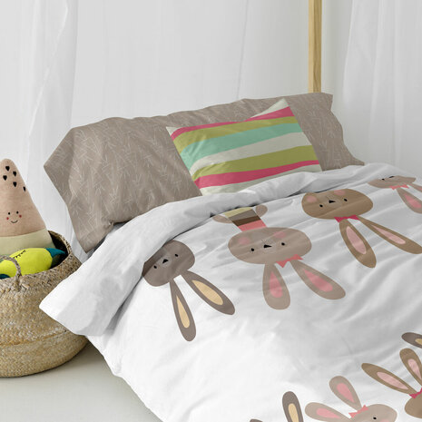 Dekbedovertrek set HappyFriday Moshi Moshi Rabbit Family Multicolour Bed van 80/90 2 Onderdelen 3