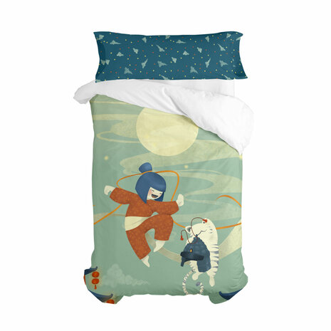 Dekbedovertrek set HappyFriday Mr Fox The warrior Multicolour Bed van 80/90 2 Onderdelen 1