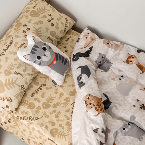 Dekbedovertrek set HappyFriday Mr Fox Cats Multicolour Bed van 80/90 2 Onderdelen 2