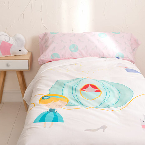 Dekbedovertrek set HappyFriday Multicolour Bed van 80/90 Assepoester 2 Onderdelen 2