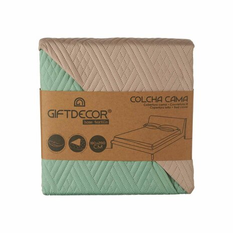 Omkeerbare sprei 240 x 260 cm Groen Beige (6 Stuks) 3