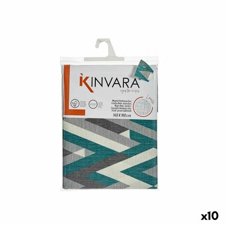 Tafelkleed Dun canvas Anti-vlek Strepen 140 x 180 cm Groen (10 Stuks) 1