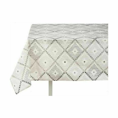 Tafelkleed Dun canvas Anti-vlek Ruiten 140 x 180 cm Grijs (6 Stuks) 2