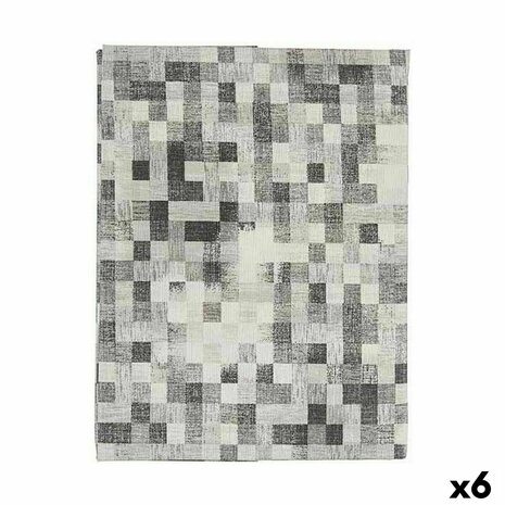 Tafelkleed Dun canvas Anti-vlek Ruiten 140 x 180 cm Grijs (6 Stuks) 1
