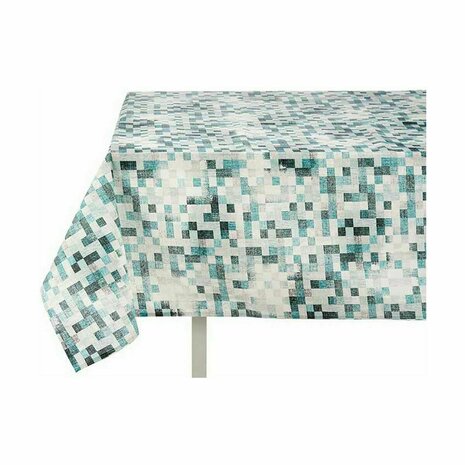 Tafelkleed Dun canvas Anti-vlek Ruiten 140 x 180 cm Turkoois (6 Stuks) 2