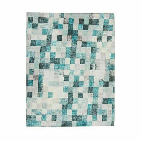 Tafelkleed Dun canvas Anti-vlek Ruiten 140 x 180 cm Turkoois (6 Stuks) 3