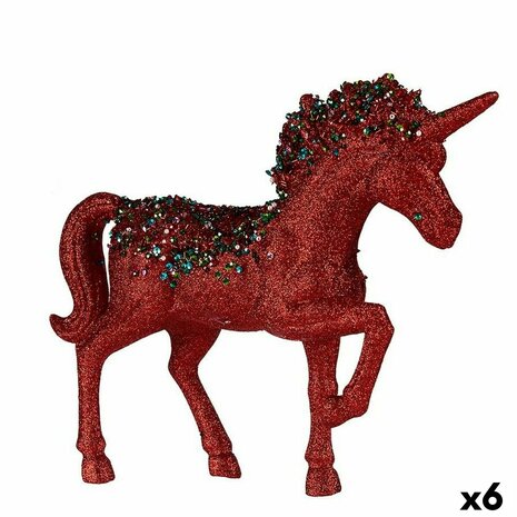 Decoratieve figuren Eenhoorn Rood Plastic 9,5 x 31 x 40 cm (6 Stuks) 1