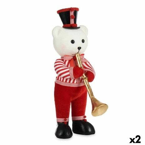 Decoratieve figuren Beer Trompet Wit Zwart Rood polyestyreen 15 x 46 x 25 cm (2 Stuks) 1