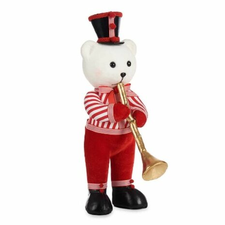 Decoratieve figuren Beer Trompet Wit Zwart Rood polyestyreen 15 x 46 x 25 cm (2 Stuks) 3