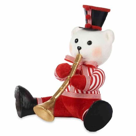 Decoratieve figuren Beer Trompet Wit Zwart Rood polyestyreen 32 x 31 x 26 cm (2 Stuks) 2
