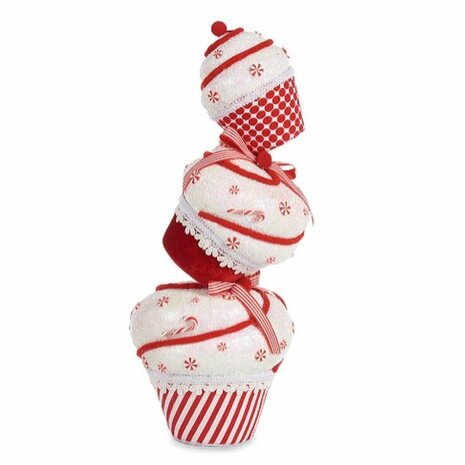 Decoratieve figuren Toren Taart Wit Rood polyestyreen 20 x 50 x 20 cm (2 Stuks) 2