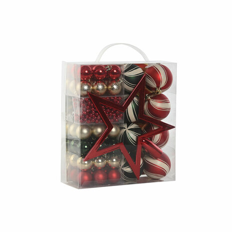 Kerstballen Home ESPRIT Rood Groen Polyethyleen 21 x 6,5 x 27 cm (53 Onderdelen) 4