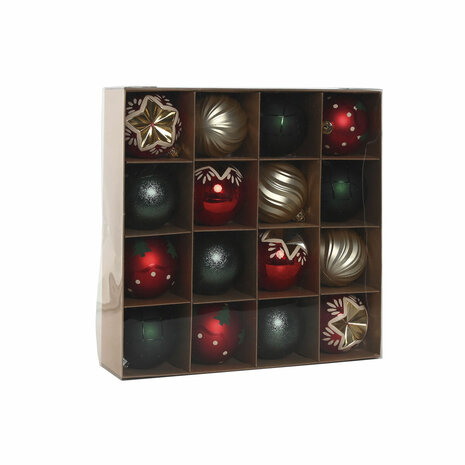 Kerstballen Home ESPRIT Rood Gouden Polyethyleen 32,5 x 8 x 32,5 cm (16 Onderdelen) 3