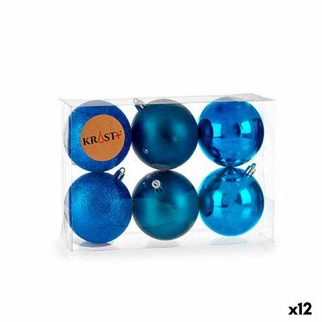 Set kerstballen Blauw Plastic 7 x 8 x 7 cm (12 Stuks) 1
