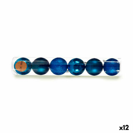 Set kerstballen Blauw Plastic 8 x 9 x 8 cm (12 Stuks) 1