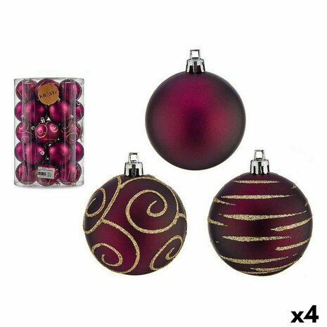 Set kerstballen Paars PVC Ø 6 cm (4 Stuks) 1