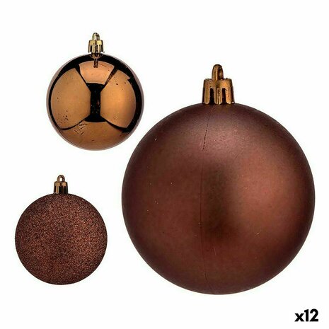 Set kerstballen Bruin Plastic 7 x 8 x 7 cm (12 Stuks) 1