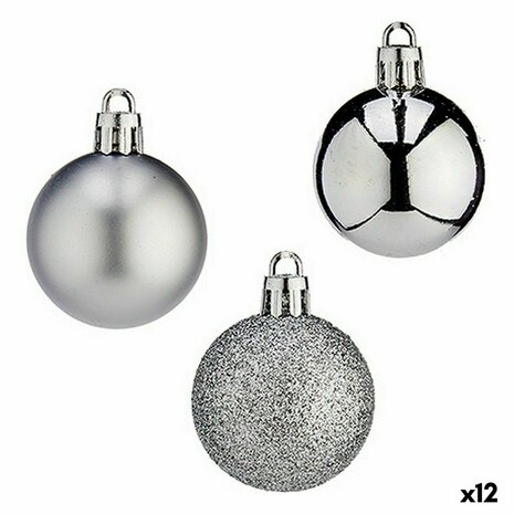 Set kerstballen 4 cm Zilverkleurig Plastic (12 Stuks) 1