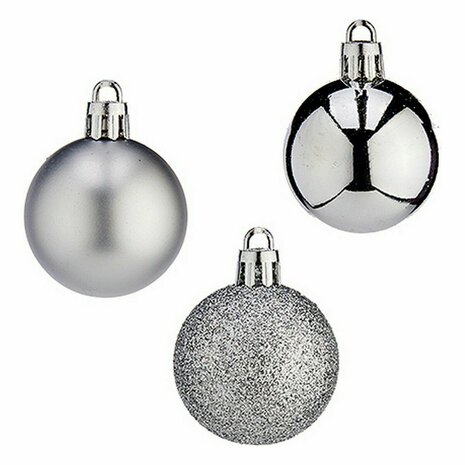 Set kerstballen 4 cm Zilverkleurig Plastic (12 Stuks) 2