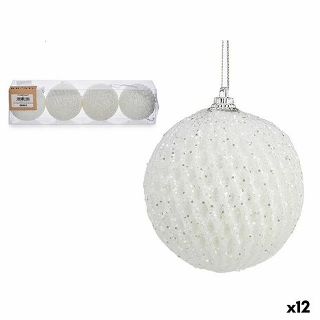 Set kerstballen Wit polyestyreen (12 Stuks) 1