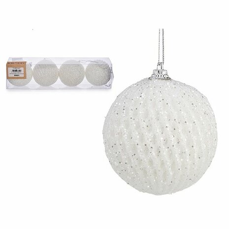 Set kerstballen Wit polyestyreen (12 Stuks) 2