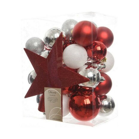 Kerstballen Decoris 33 Onderdelen Rojo/Blanco 1