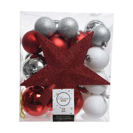 Kerstballen Decoris 33 Onderdelen Rojo/Blanco 2