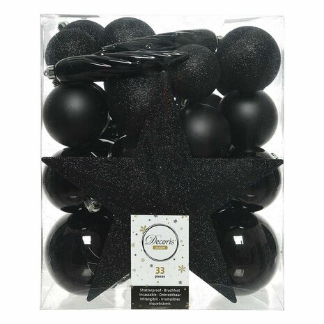 Kerstballen Decoris Zwart Multicolour (33 Onderdelen) 1