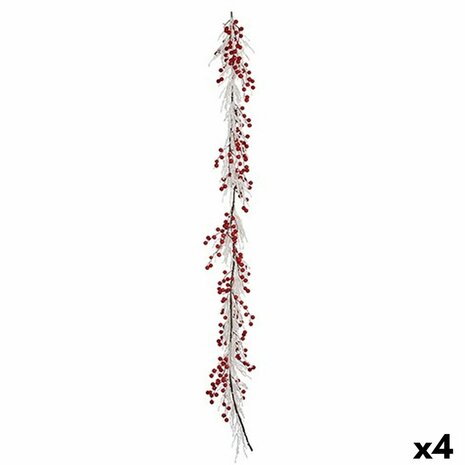 Kerstkrans Tak Wit Rood Plastic 180 x 14 cm (4 Stuks) 1