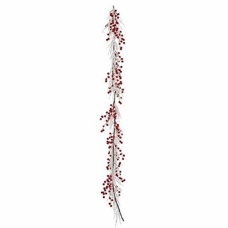 Kerstkrans Tak Wit Rood Plastic 180 x 14 cm (4 Stuks) 2