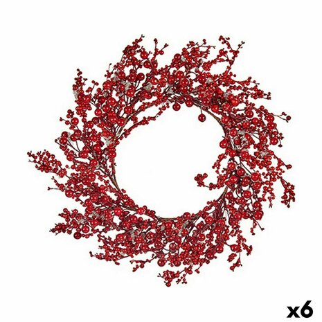 Kerstkroon Rood Plastic 48 x 10 x 48 cm (6 Stuks) 1