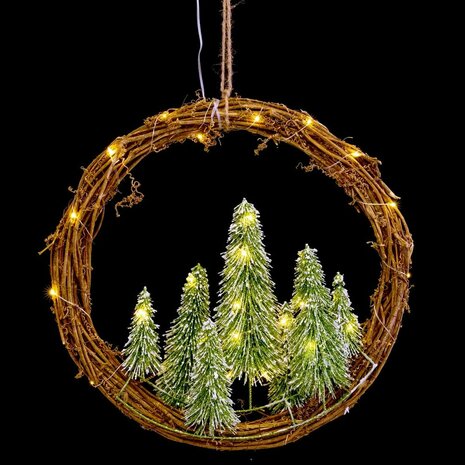 Kerstkroon Bruin Groen Plastic 46 x 10 x 46 cm 2