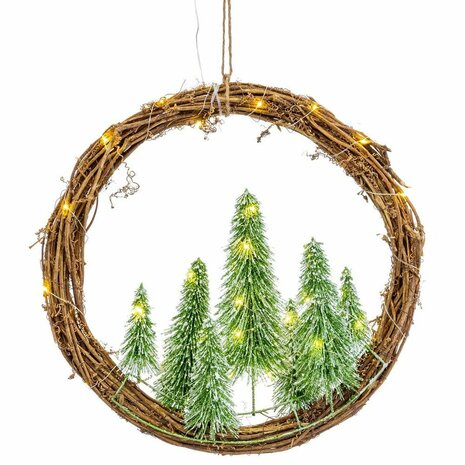 Kerstkroon Bruin Groen Plastic 46 x 10 x 46 cm 4