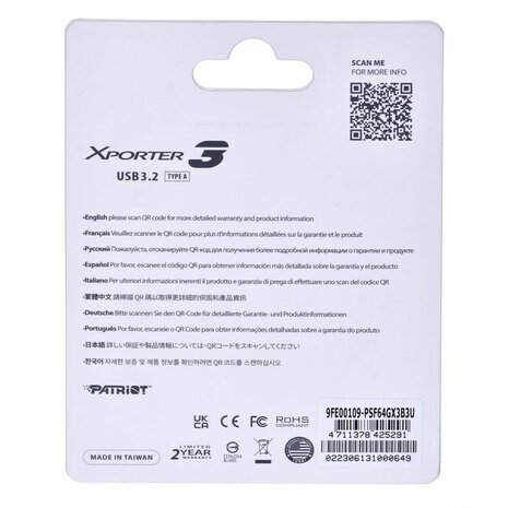 USB stick Patriot Memory Xporter 3 Zwart 64 GB 3