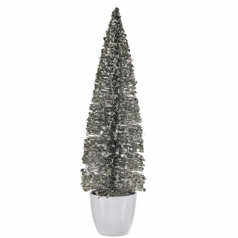 Decoratieve figuren Kerstboom Zilverkleurig Plastic 10 x 38 x 10 cm (6 Stuks) 2