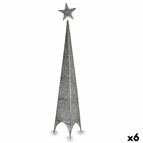 Kerstboom Toren Ster Zilverkleurig Metaal Plastic 28 x 127 x 28 cm (6 Stuks) 1