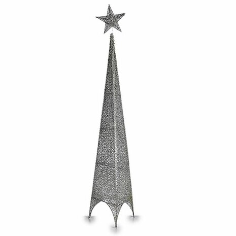 Kerstboom Toren Ster Zilverkleurig Metaal Plastic 28 x 127 x 28 cm (6 Stuks) 2