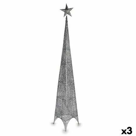 Kerstboom Ster Toren Zilverkleurig Metaal Plastic 42 x 218 x 42 cm (3 Stuks) 1