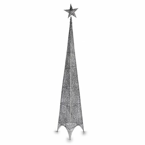 Kerstboom Ster Toren Zilverkleurig Metaal Plastic 42 x 218 x 42 cm (3 Stuks) 2
