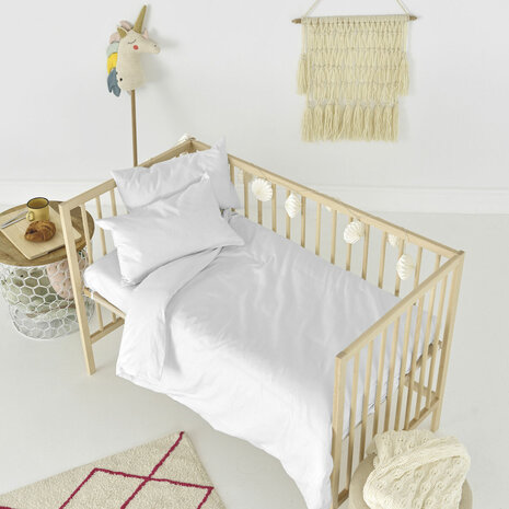 Dekbedovertrek set HappyFriday Basic Kids Wit Wieg voor baby&apos;s 2 Onderdelen 4