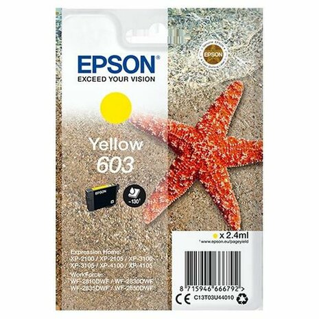 Originele inktcartridge Epson XP-2100, 3100, 4100 / WF-2830DWF, 2850DW - Nº 603 Geel (10 Stuks) 2